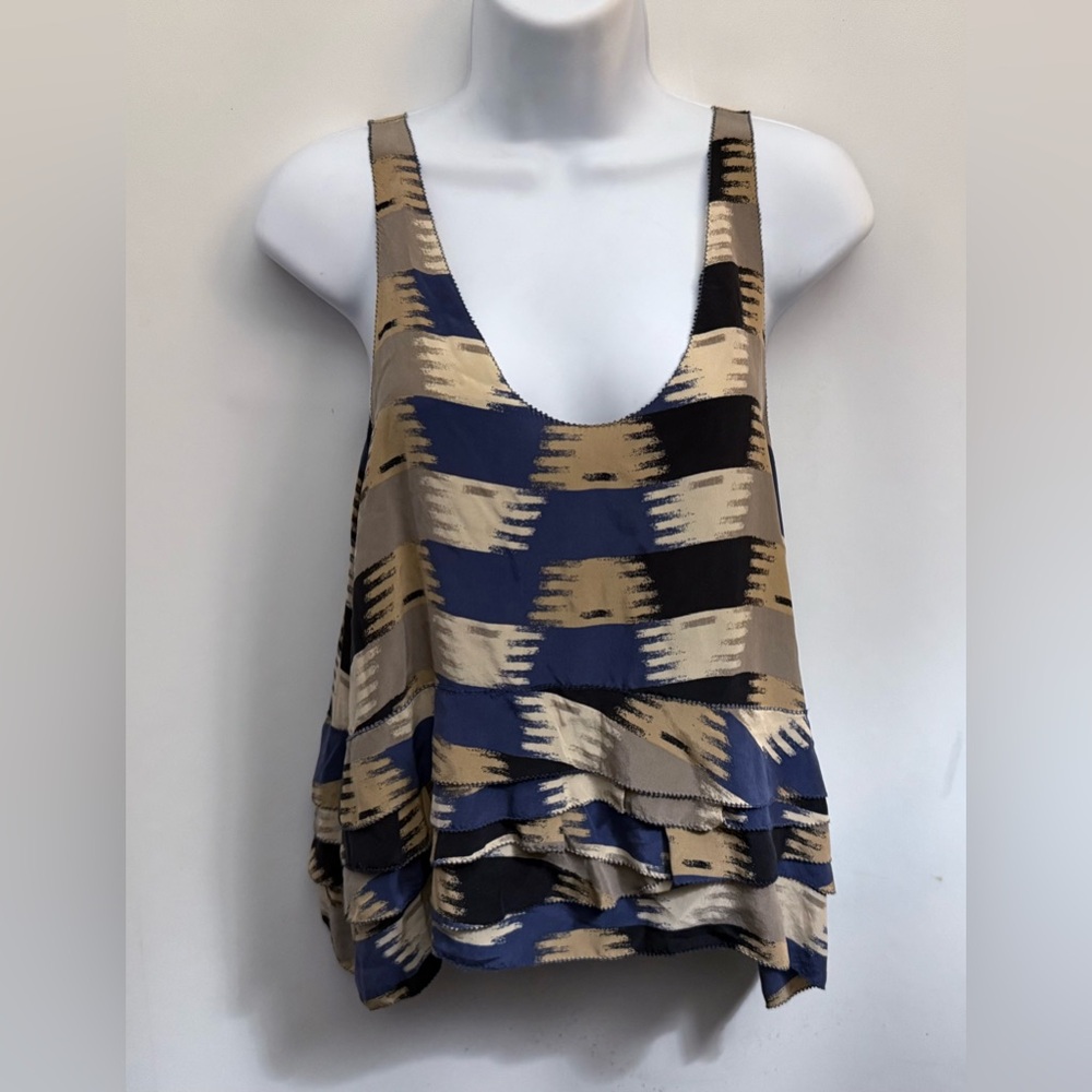 NWOT 3.1 PHILIP LIM 100% Silk Blouse Womens 8 Tiered Ruffled Tunic Tank Top - Picture 2 of 14